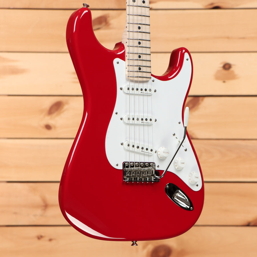 Fender Custom Shop Limited Todd Krause Masterbuilt Eric Clapton Stratocaster electric guitar Torino Red with white pickguard and single-coil pickups