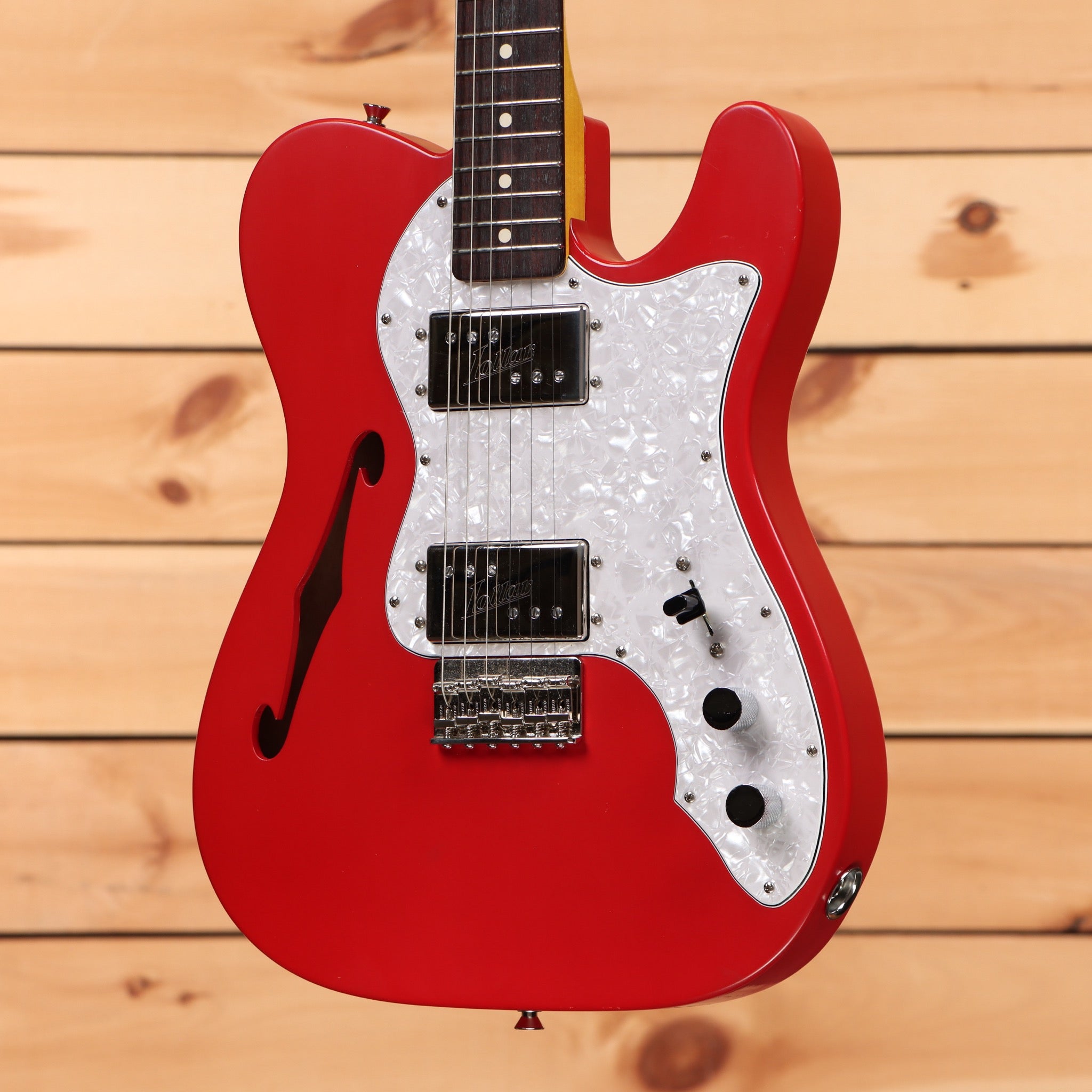 Nash T72 TL semi-hollow electric guitar Dakota Red pre-owned with pearl pickguard and dual humbuckers
