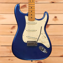 Pre-owned Fender American Ultra Stratocaster electric guitar Cobra Blue with maple neck and single-coil pickups