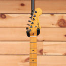 Pre-owned Fender American Ultra Stratocaster electric guitar Cobra Blue with maple neck and single-coil pickups