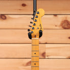 Pre-owned Fender American Ultra Stratocaster electric guitar Cobra Blue with maple neck and single-coil pickups