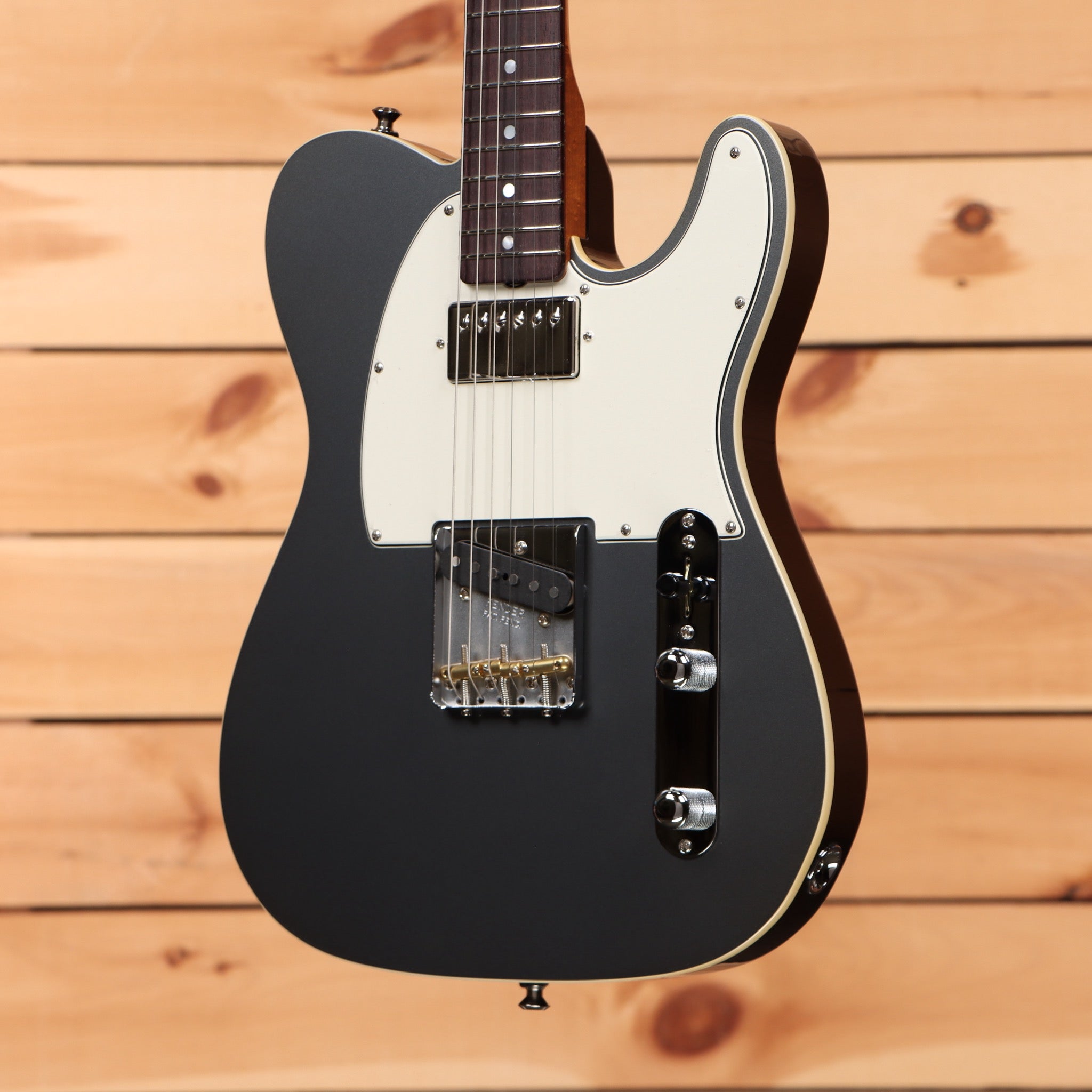 Fender Custom Shop American Custom Telecaster electric guitar Aged Charcoal Frost Metallic with white pickguard