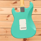 Fender Custom Shop Limited Dennis Galuszka Masterbuilt 1959 Stratocaster Journeyman Relic Aged Sea Foam Green electric guitar with white pickguard