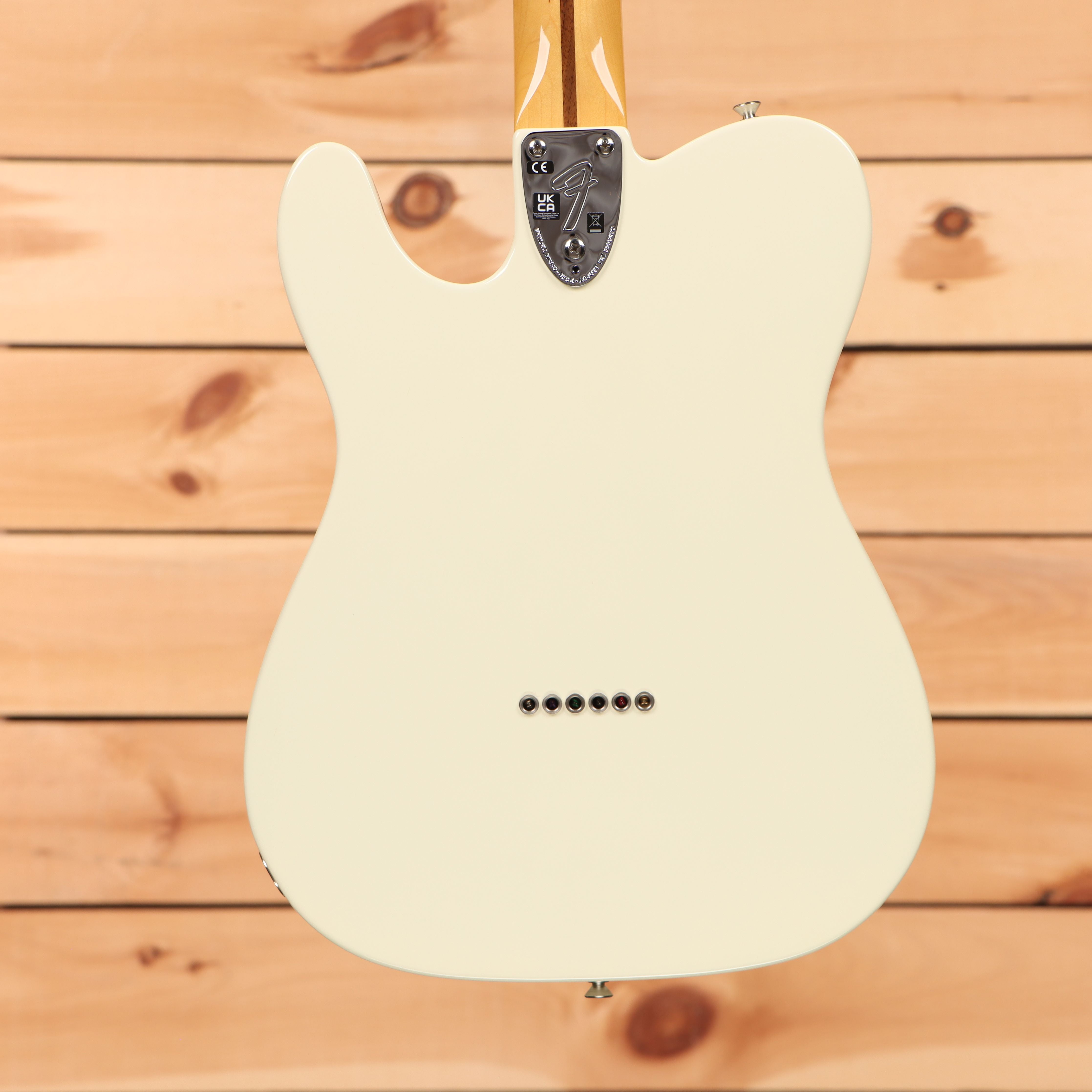 Pre-owned Fender American Vintage II 1977 Telecaster Custom electric guitar Olympic White with six-hole pickguard