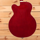 Gretsch Tennessee Rose semi-hollow electric guitar Deep Cherry Stain with white binding back view