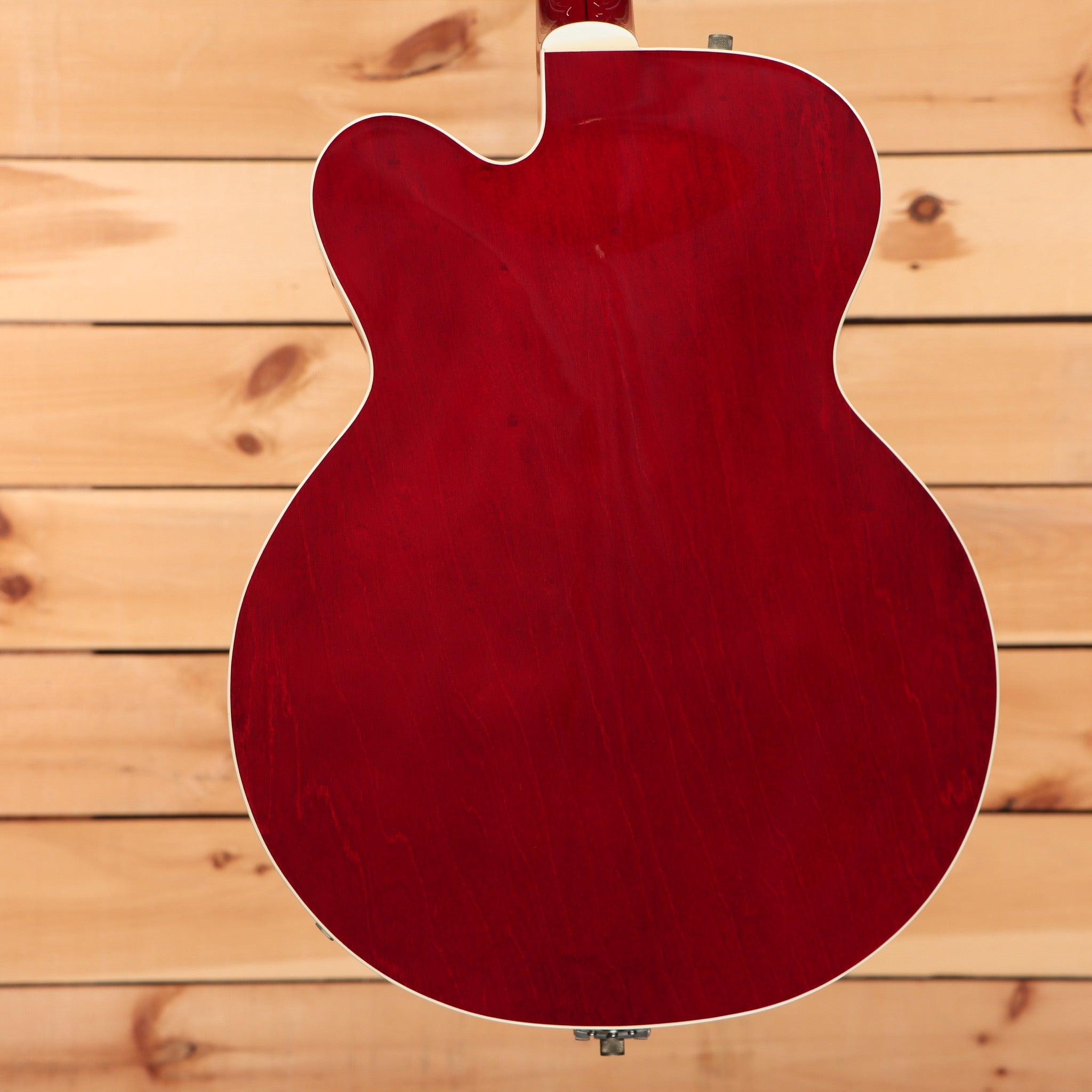 Gretsch Tennessee Rose semi-hollow electric guitar Deep Cherry Stain with white binding back view