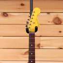 Nash JM63 electric guitar pre-owned black finish yellow headstock rosewood fretboard