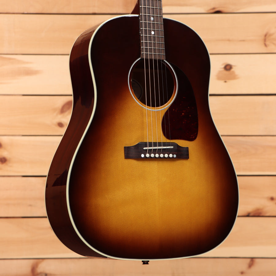 Gibson J45 Standard dreadnought acoustic guitar Honeyburst with white binding and rosewood fretboard