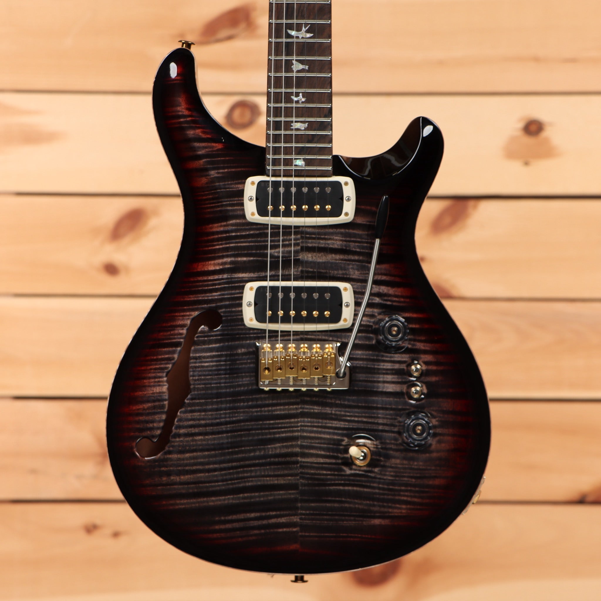 Paul Reed Smith Limited 40th Anniversary Custom semi-hollow electric guitar Charcoal Tricolor Burst with dual humbuckers