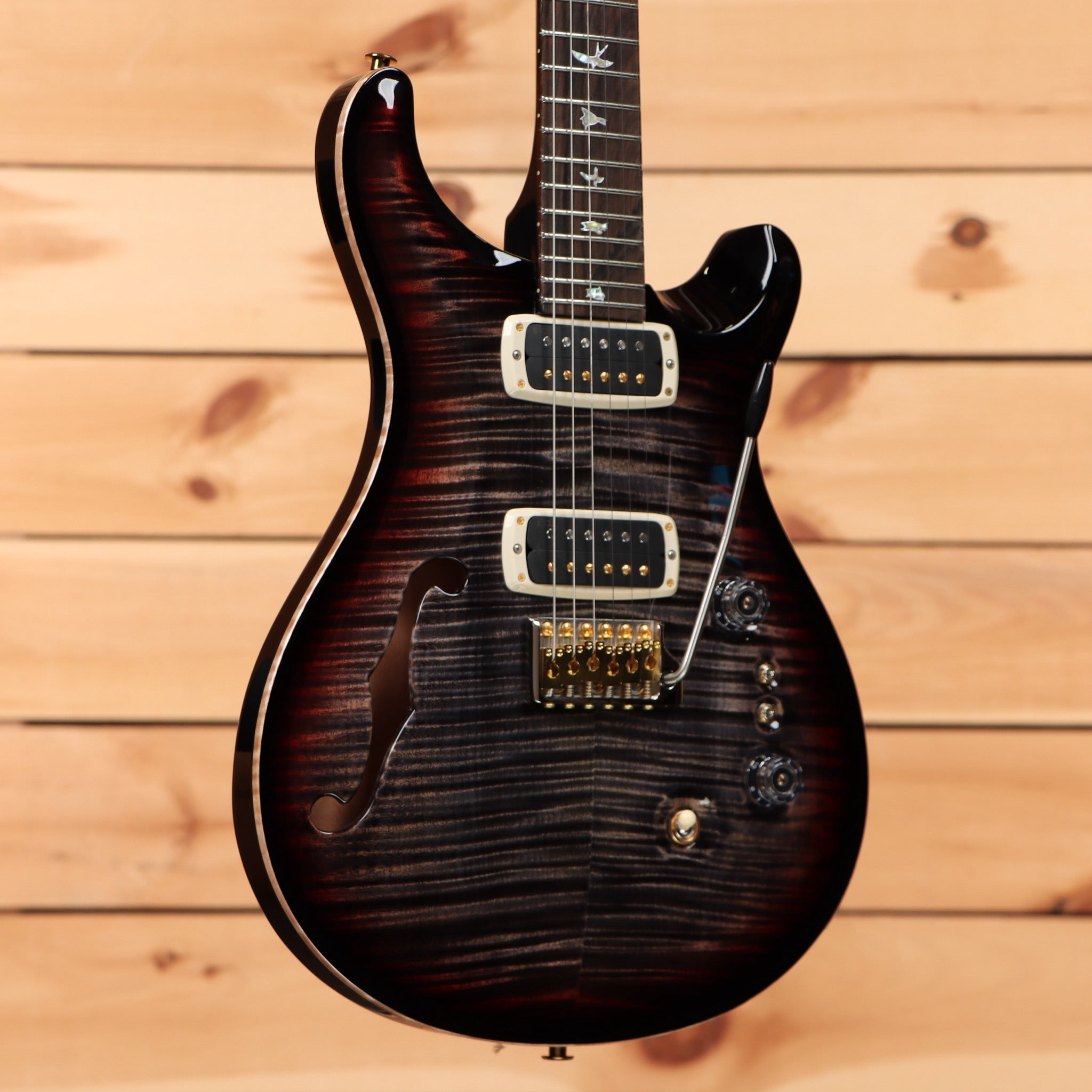 Paul Reed Smith Limited 40th Anniversary Custom semi-hollow electric guitar Charcoal Tricolor Burst with humbucker pickups