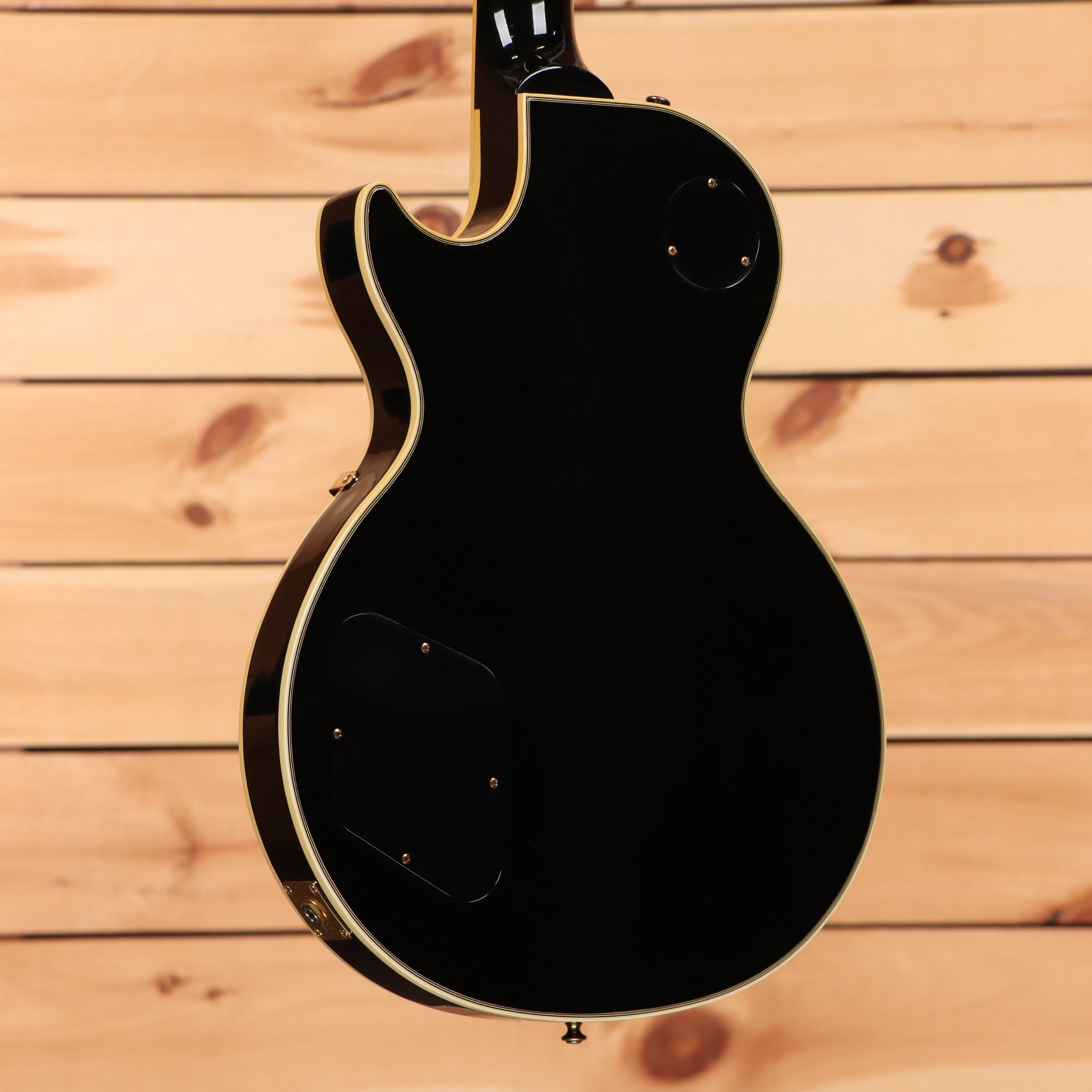 Pre-owned Gibson 1988 Les Paul Custom semi-hollow electric guitar Ebony with gold binding and humbuckers