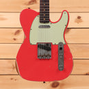 Pre-owned Fender Custom Shop 1963 Telecaster Relic electric guitar Fiesta Red with single-coil pickups