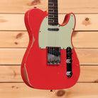 Pre-owned Fender Custom Shop 1963 Telecaster Relic electric guitar Fiesta Red with single-coil pickups