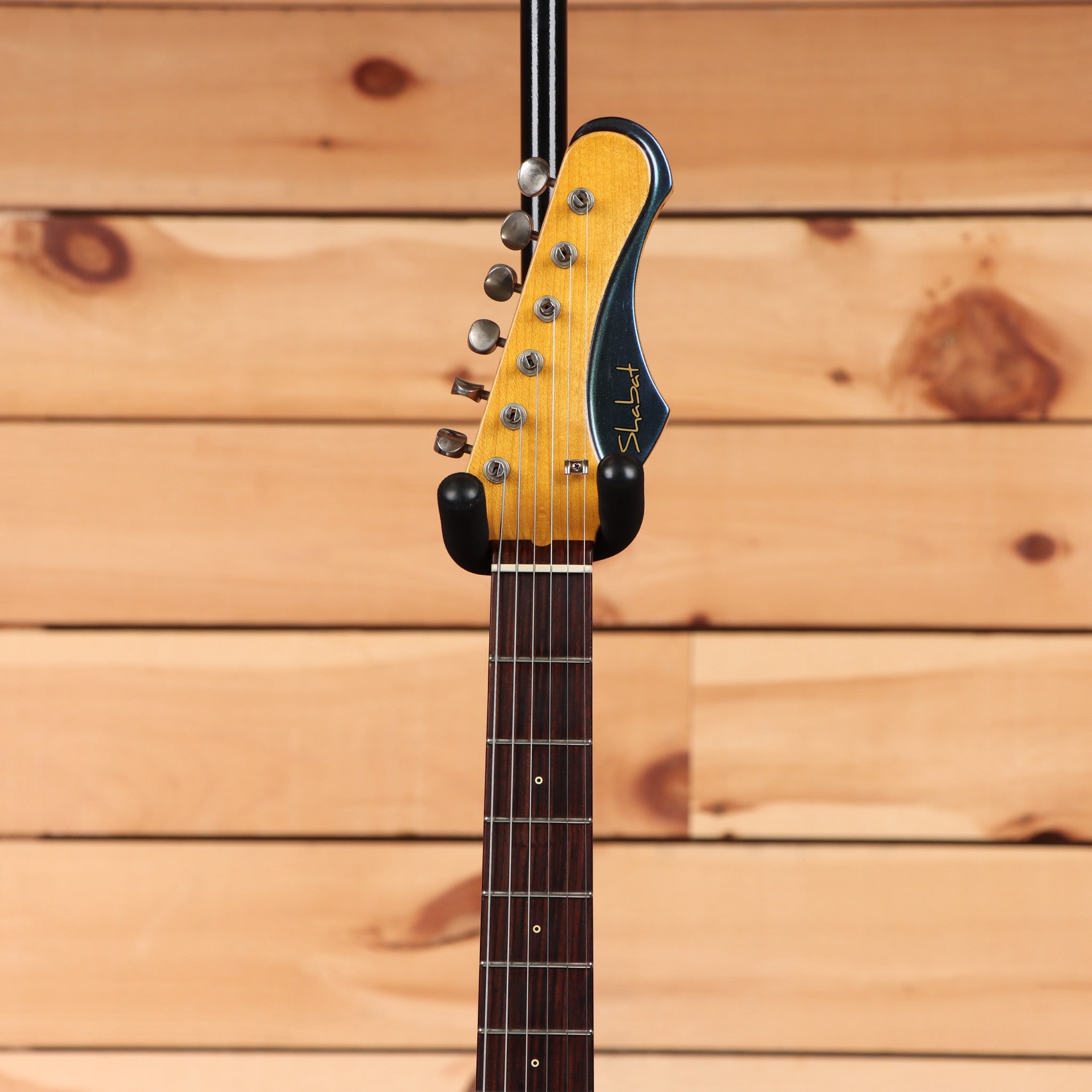 Pre-owned Shabat Lynx Standard electric guitar Cosmic Blue with maple neck and black headstock