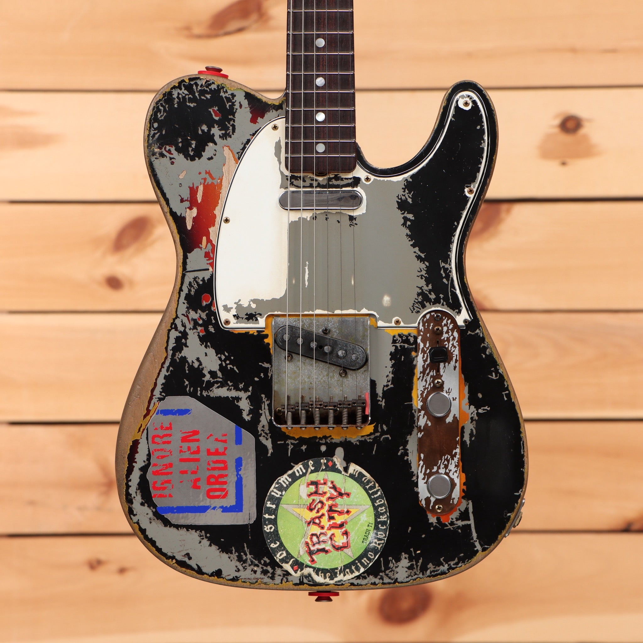 Fender Custom Shop Limited Paul Waller Masterbuilt Joe Strummer Telecaster aged black electric guitar with relic finish and single-coil pickups