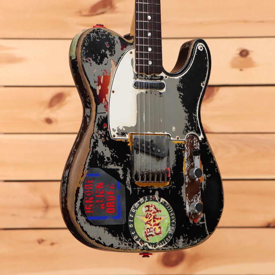 Fender Custom Shop Joe Strummer Telecaster electric guitar aged black with heavy relic finish and single-coil pickups