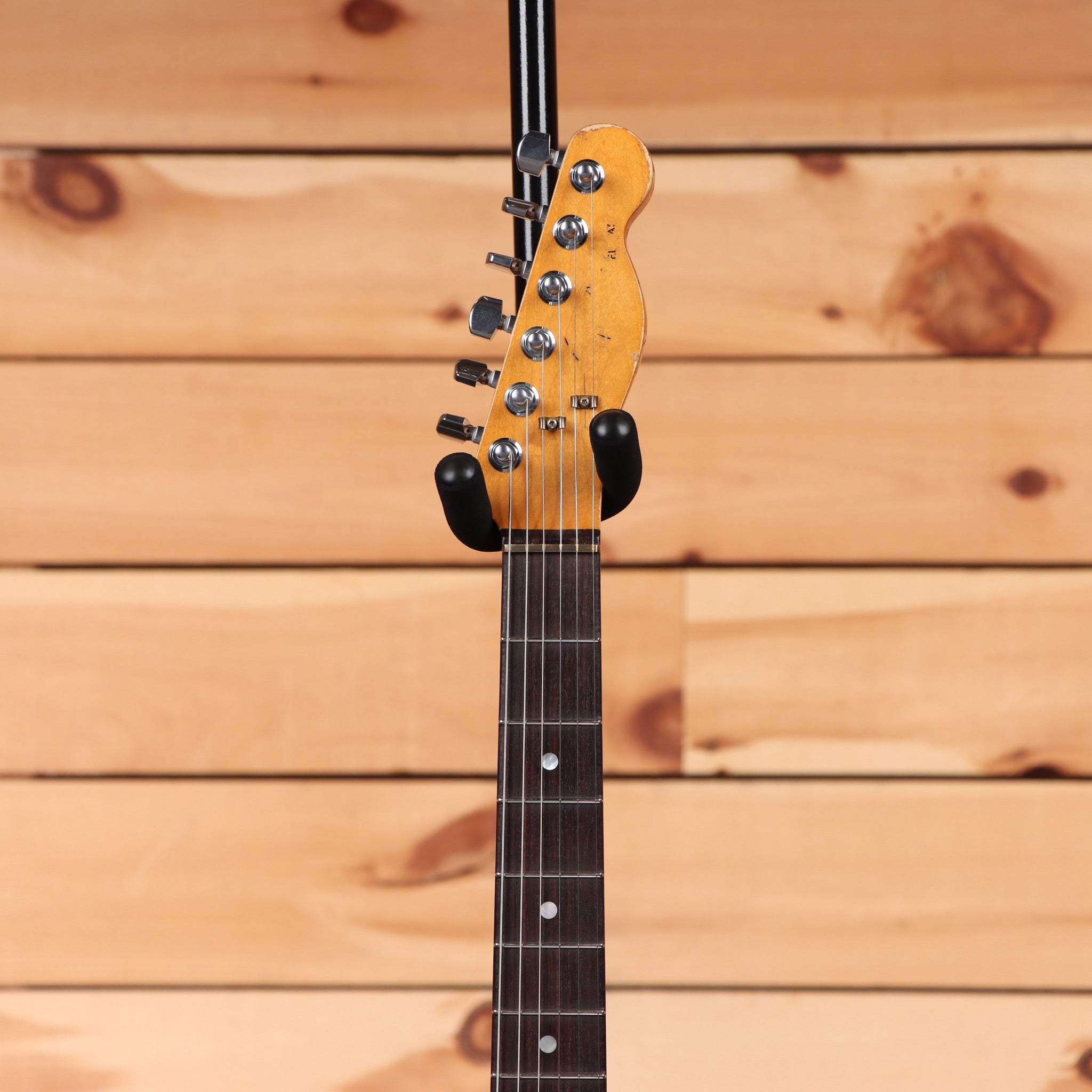 Fender Custom Shop Limited Paul Waller Masterbuilt Joe Strummer Telecaster electric guitar aged black over 3-color sunburst with chrome tuners