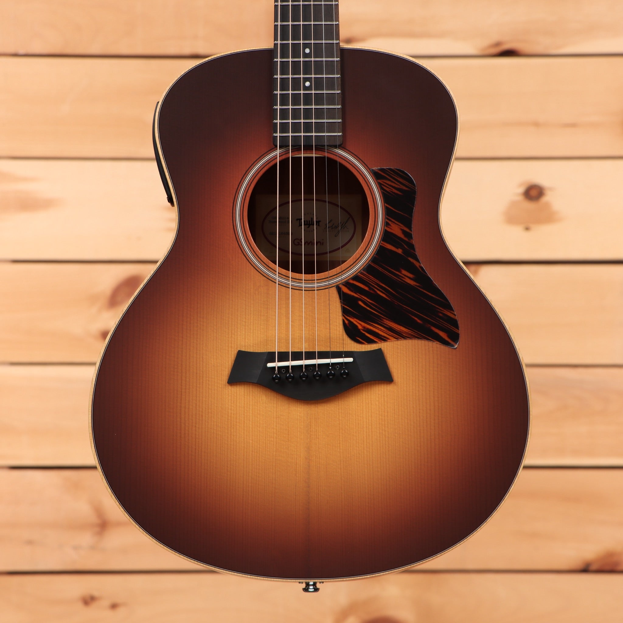 Taylor GS Mini-e Rosewood acoustic guitar sunburst finish with cutaway and tortoiseshell pickguard