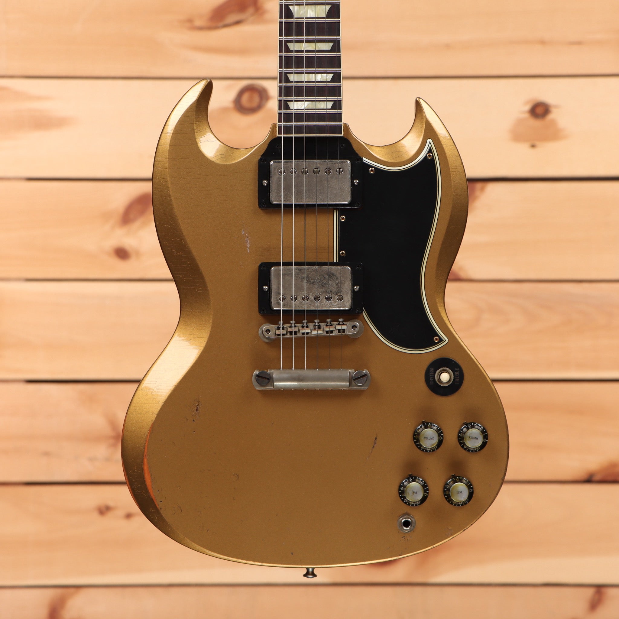 Gibson SG Standard Ultra Heavy Aged electric guitar double gold finish with dual humbuckers