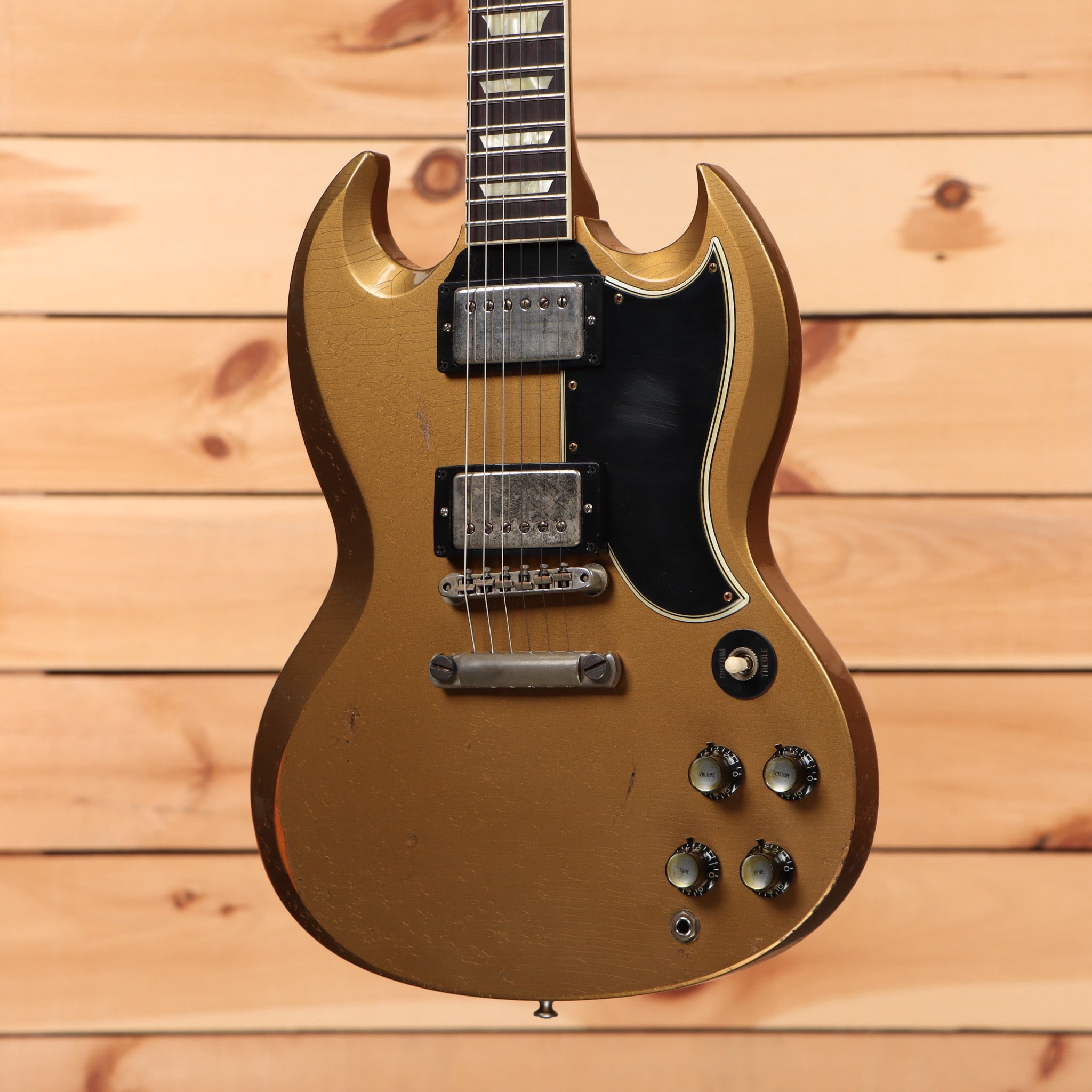 Gibson SG Standard Ultra Heavy Aged electric guitar double gold finish with dual humbuckers