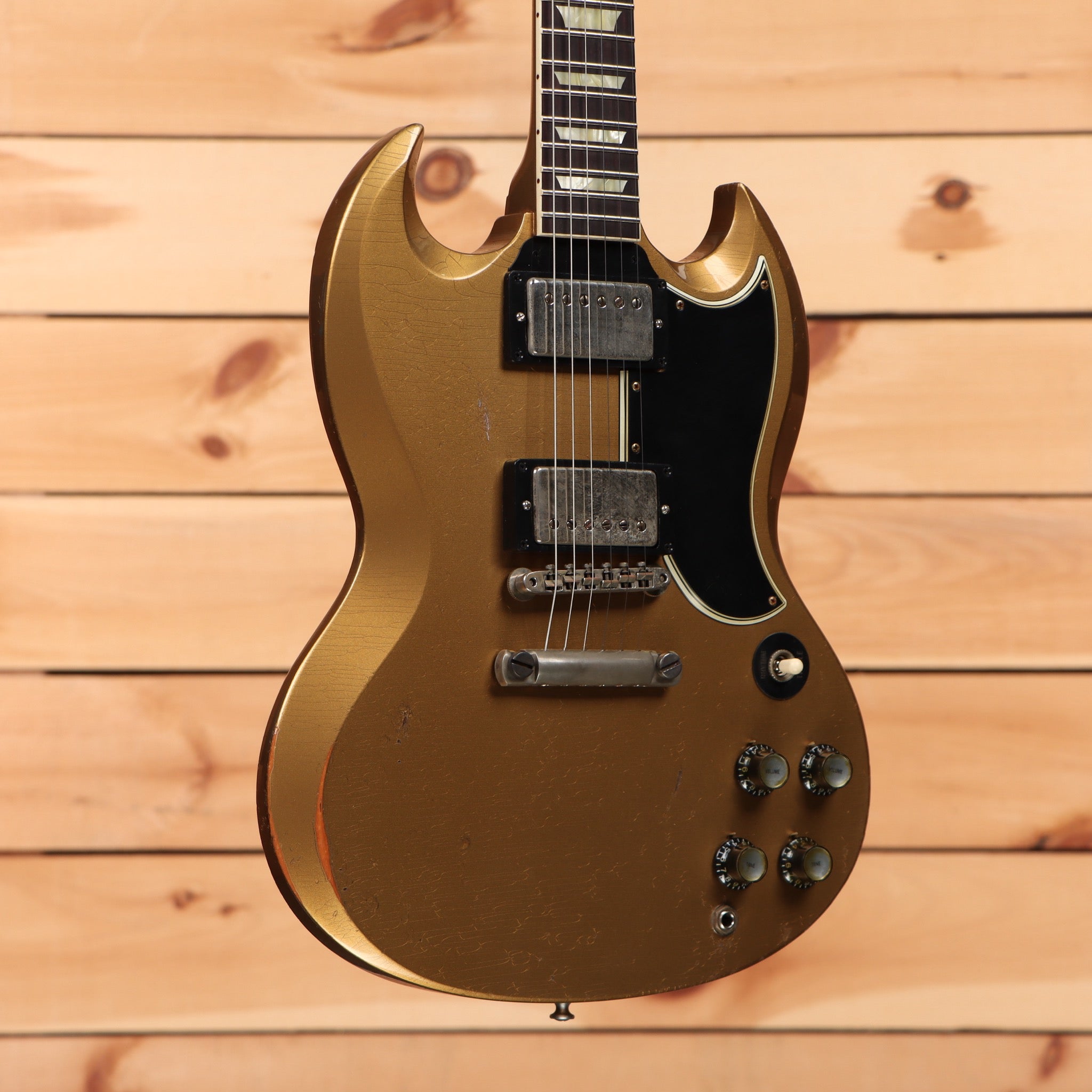Gibson SG Standard Ultra Heavy Aged electric guitar double gold finish with dual humbuckers