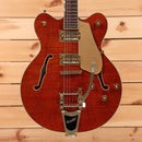 Gretsch Limited Electromatic Flame Okoume Broadkaster Doublecut semi-hollow electric guitar Roundup Orange Stain with Bigsby tremolo