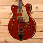 Gretsch Limited Electromatic Flame Okoume Broadkaster Doublecut semi-hollow electric guitar Roundup Orange Stain with Bigsby tremolo