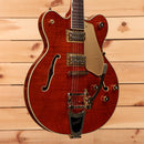 Gretsch Limited Electromatic Flame Okoume Broadkaster Doublecut semi-hollow electric guitar Roundup Orange Stain with Bigsby tremolo