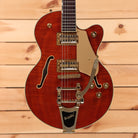 Gretsch Limited Electromatic Flame Okoume Broadkaster Jr semi-hollow electric guitar Roundup Orange Stain with Bigsby tremolo and gold hardware