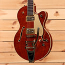 Gretsch Limited Electromatic Flame Okoume Broadkaster Jr semi-hollow electric guitar Roundup Orange Stain with Bigsby tremolo