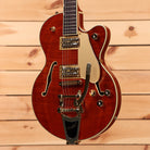 Gretsch Limited Electromatic Flame Okoume Broadkaster Jr semi-hollow electric guitar Roundup Orange Stain with Bigsby tremolo
