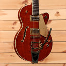 Gretsch Limited Electromatic Flame Okoume Broadkaster Jr semi-hollow electric guitar Roundup Orange Stain with Bigsby tremolo