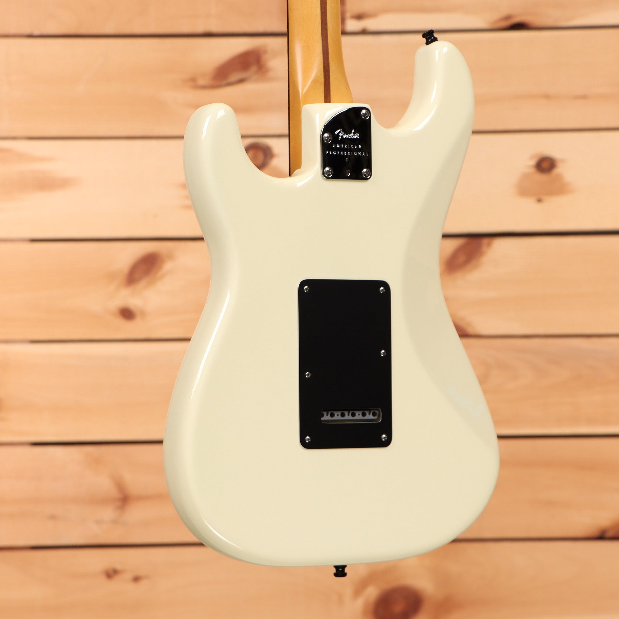Fender American Professional II Stratocaster pre-owned electric guitar Olympic White with single-coil pickups