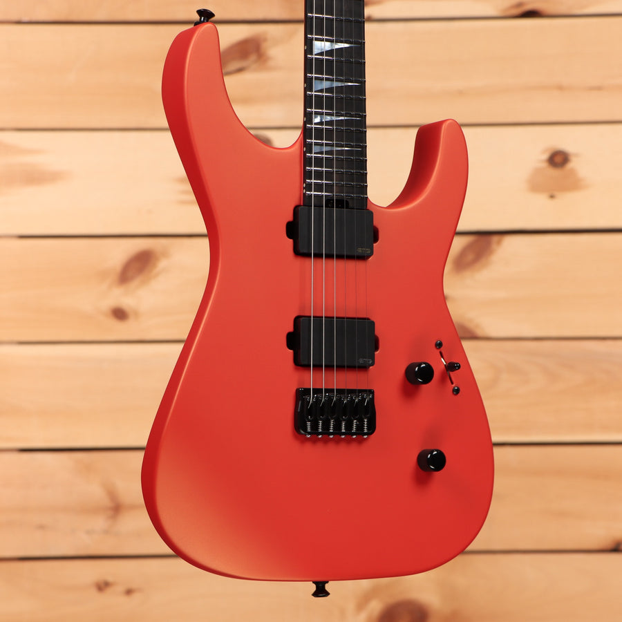 Jackson American Series Soloist SL2MG-HT electric guitar satin lambo orange with dual humbuckers