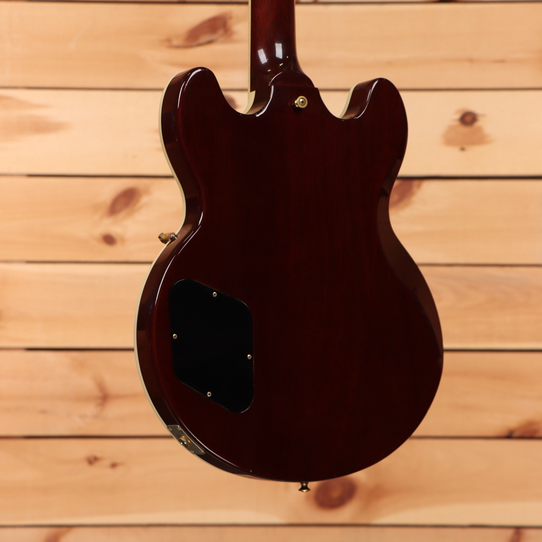 Gibson ES-346 semi-hollow electric guitar dark red finish with f-hole cutaway and gold hardware