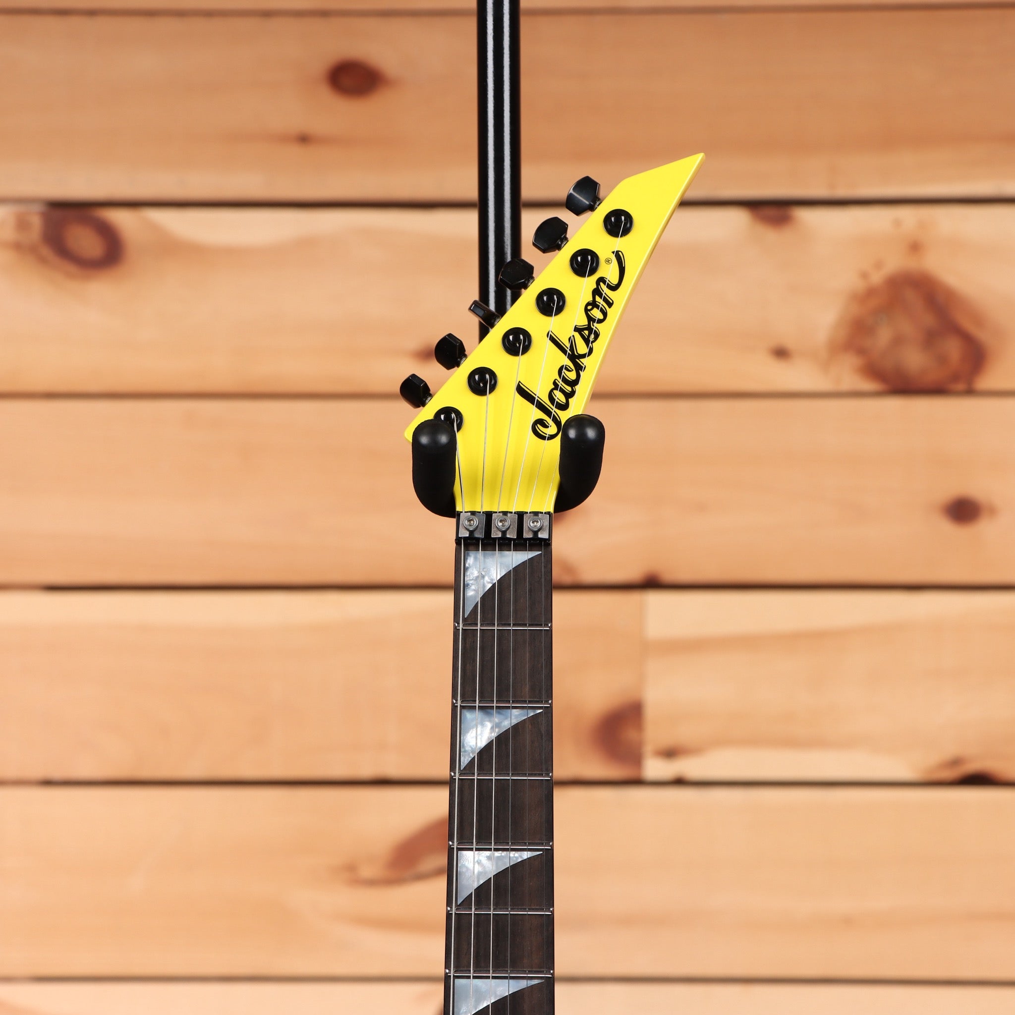 Jackson American Series Soloist SL2 DX electric guitar Lemon Ice with black hardware and sharp angular headstock