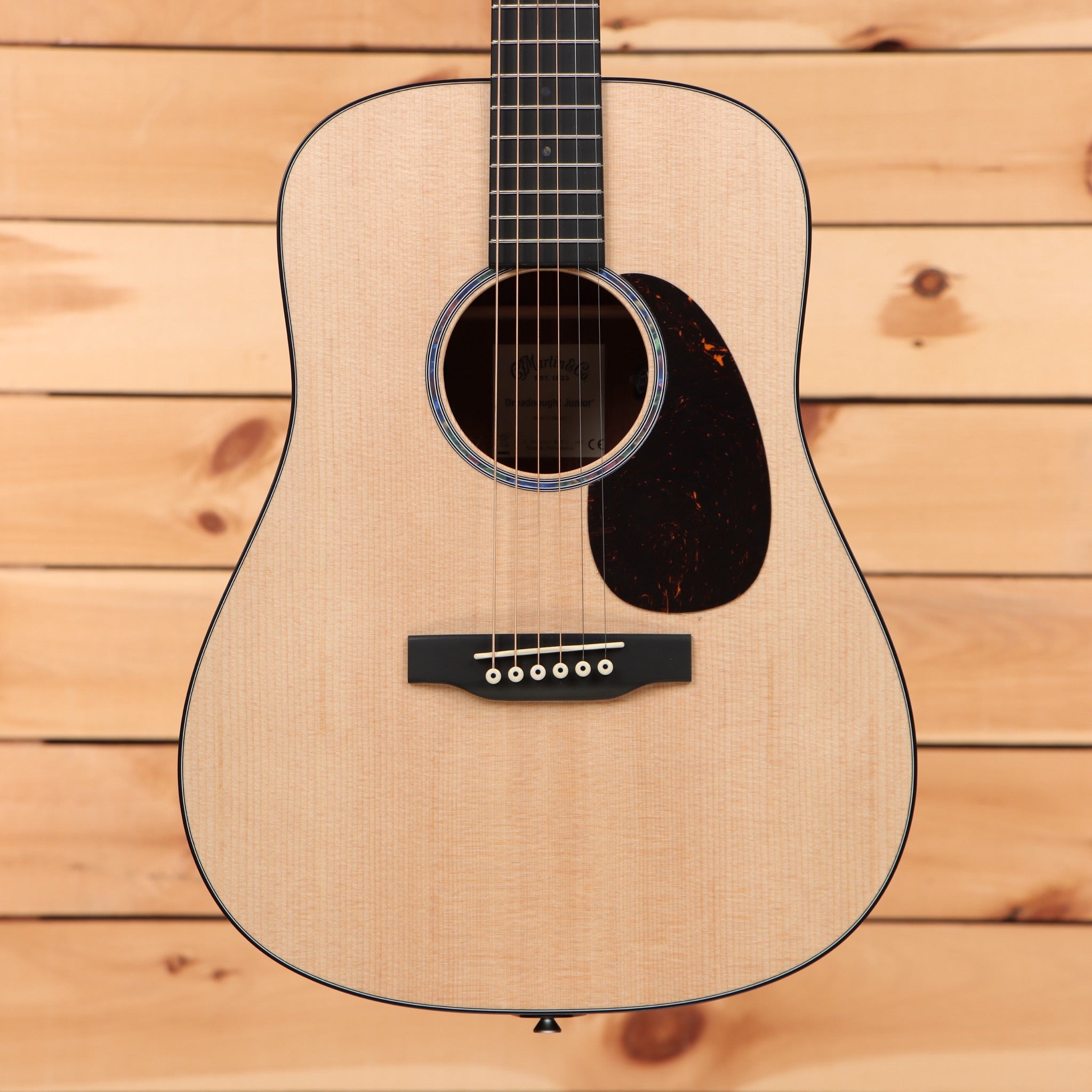 Martin D-JRE dreadnought acoustic guitar natural finish with black pickguard