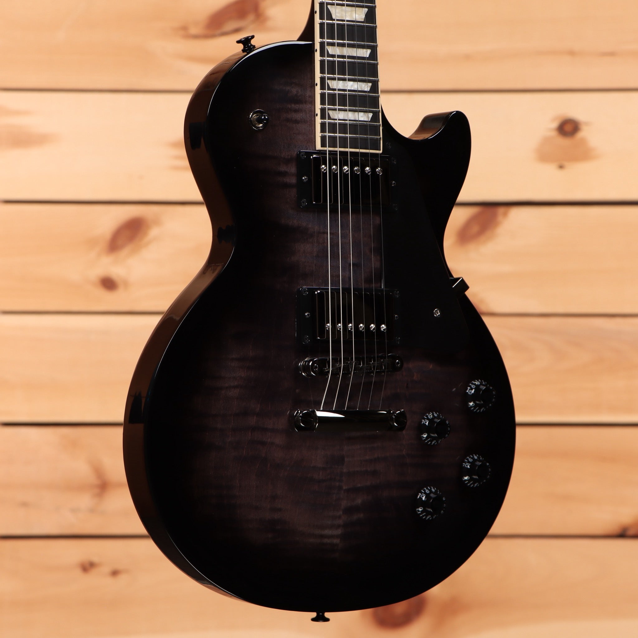 Gibson Les Paul Studio Session translucent ebony burst electric guitar with dual humbucker pickups