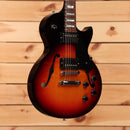 Pre-owned Gibson Memphis ES Les Paul semi-hollow electric guitar sunburst with f-holes and dual humbuckers