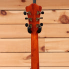 Eastman AR580CEHB semi-hollow electric guitar honeyburst with gold hardware and black tuning pegs back headstock view