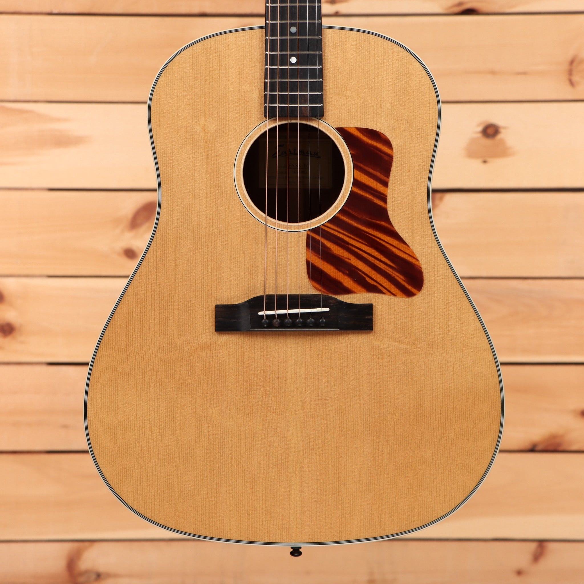 Eastman E6SSTC dreadnought acoustic guitar natural finish with flamed mahogany back and sides