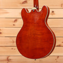 Eastman T59 semi-hollow electric guitar vintage amber finish with white binding and f-holes