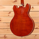 Eastman T59 semi-hollow electric guitar vintage amber finish with white binding and f-holes