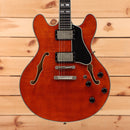 Eastman T59 semi-hollow body electric guitar vintage amber finish with dual humbuckers and f-holes
