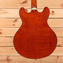 Eastman T59 semi-hollow body electric guitar vintage amber finish with maple neck binding