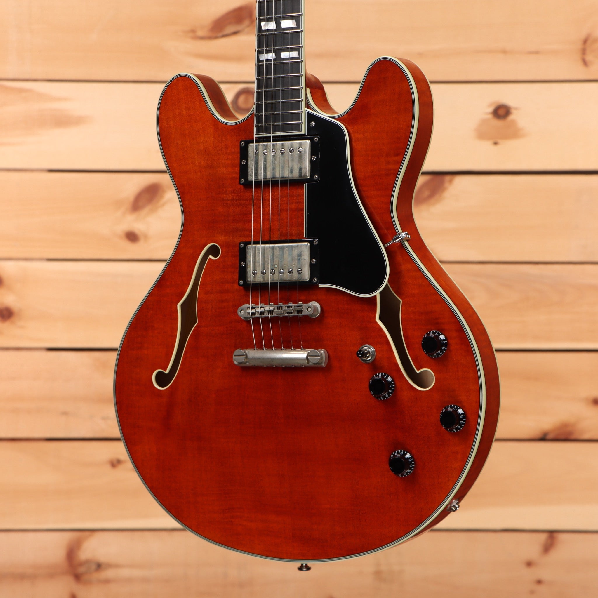 Eastman T59 semi-hollow electric guitar vintage amber with dual humbuckers and f-holes