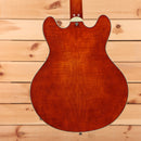 Eastman T59 semi-hollow body electric guitar TV vintage amber finish with maple neck binding