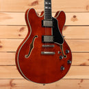 Eastman T59/TV semi-hollow electric guitar vintage amber with dual humbuckers and f-holes