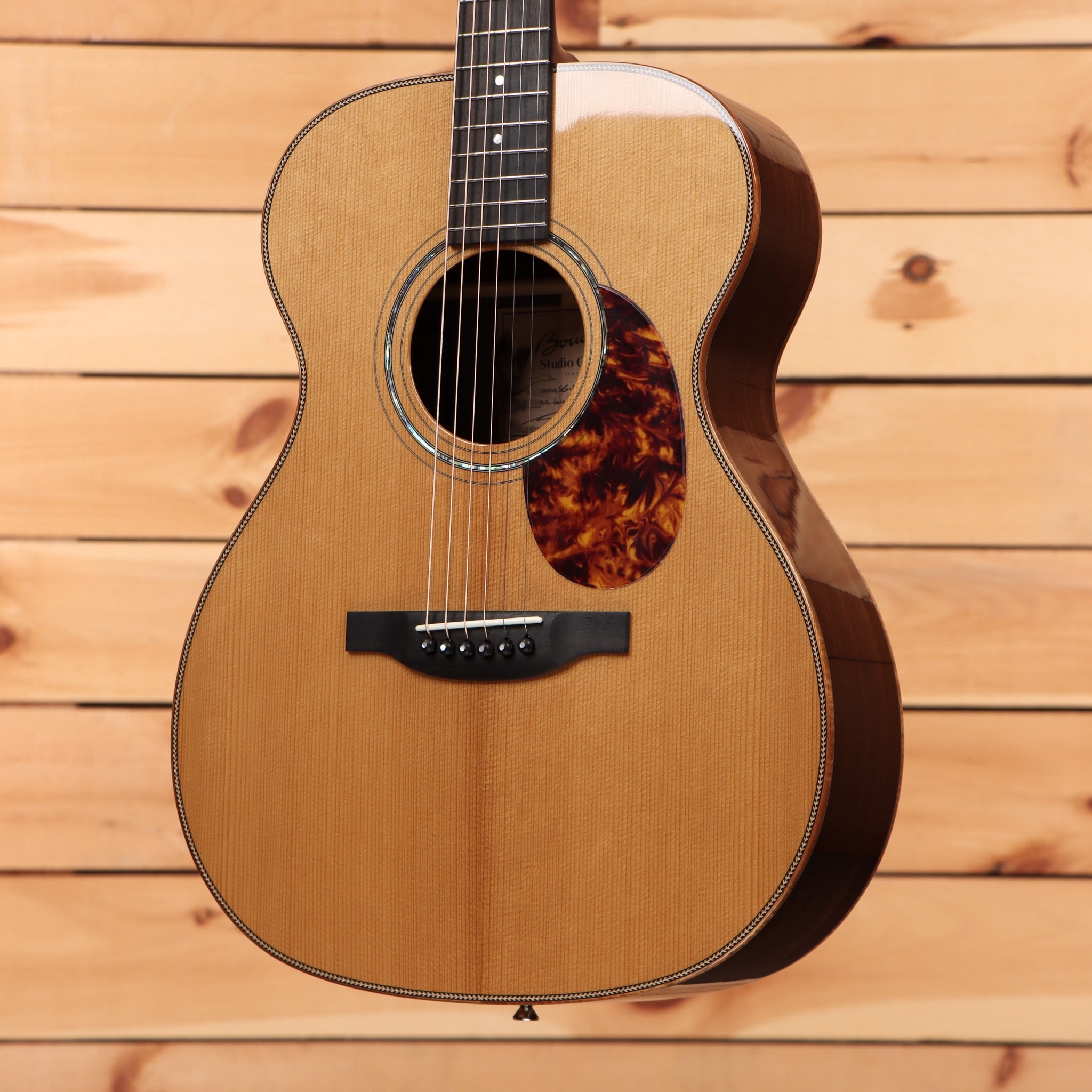 Boucher SG51MV acoustic guitar natural finish with tortoiseshell pickguard and 12-string configuration