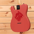 Fender Monster Hunter Rathalos Telecaster electric guitar Rathalos Red with intricate beast graphic design